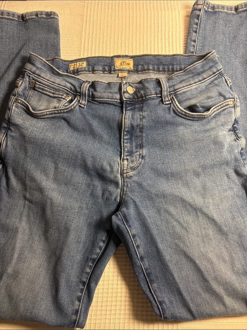 J. Crew Women's Straight Leg Jeans in Light Blue Washed Denim